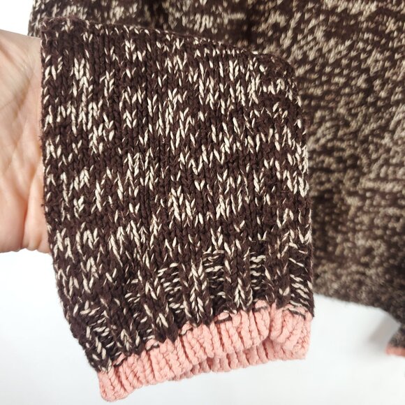 Vintage Harolds Womens Brown Cream Pink Knit Turtleneck Lng Slv Sweater Medium - Picture 3 of 10